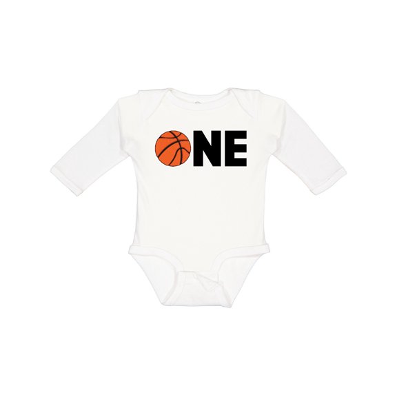 Inktastic One Basketball First Birthday Boys or Girls Long Sleeve Baby Bodysuit