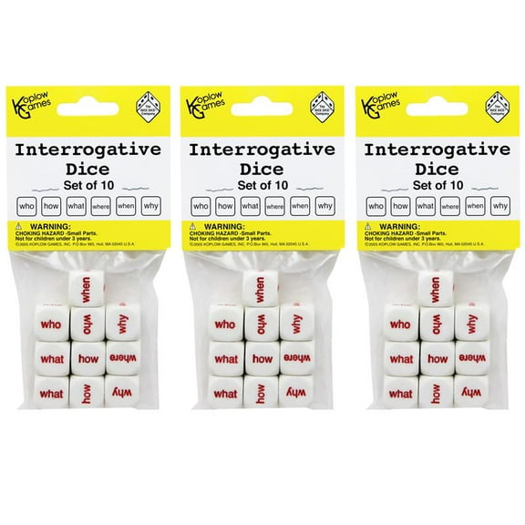 KOPLOW GAMES Interrogative Dice, 10 Per Set, 3 Sets