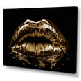 thumbnail image 2 of Designart "Gold Metallic Lips" Fashion Canvas Print, 2 of 5