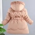 thumbnail image 7 of WhouRiu Big Girls' Winter Coat Warm Thickened Trim Hooded Long Coat Kids Thermal Windproof Puffer Coats Pink,Sized 9-10, 7 of 7