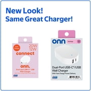 onn 32W Dual USB-C and USB-A Port Wall Charger, Fast Charging, USB-IF Certified, Foldable Plug, White - Compatible with iPhone, Samsung Galaxy, Note, Pixel Devices iPad Pro, More
