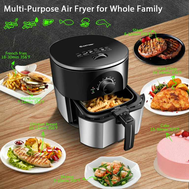 Costway 5.3 QT Electric Hot Air Fryer 1700W Stainless steel Non