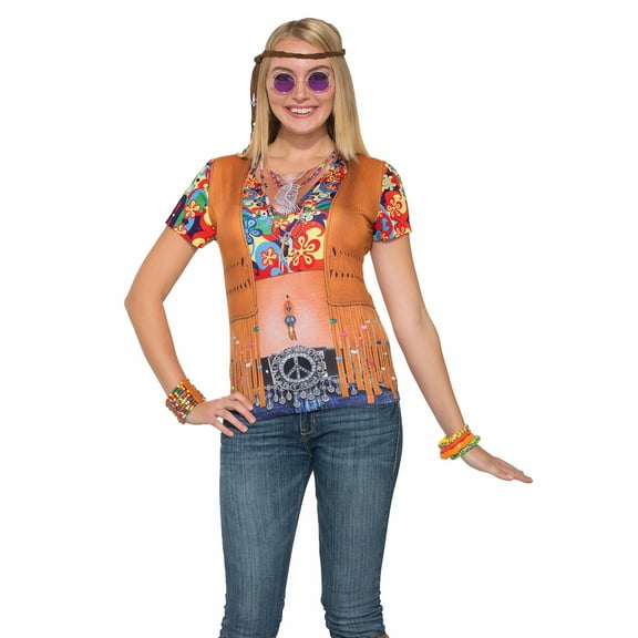 Forum Women's Instant Hippie Lady Sublimation Printed T-shirt Size Medium 8-10