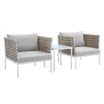 thumbnail image 2 of Modway Harmony 3-Piece  Sunbrella® Basket Weave Outdoor Patio Aluminum Seating Set in Tan Gray, 2 of 10
