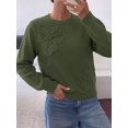 thumbnail image 4 of BTFBM Fall Long Sleeve Sweaters for Women Trendy | Lightweight Knit Sweater, Cute 3D Flower Embroidery Crew Neck Tops,Business Casual,Holiday Winter Clothes, 4 of 8