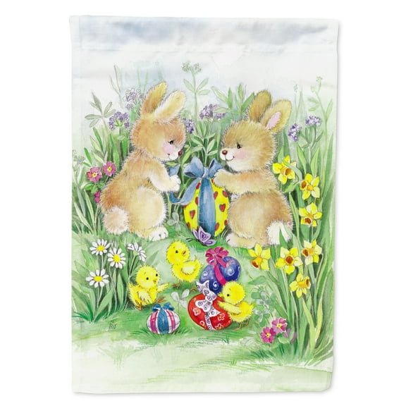 Carolines Treasures APH0685GF Brown Easter Bunnies with Eggs Flag Garden Size  Small multicolor