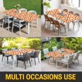 thumbnail image 5 of Orange White Geometric Table Cloths for 8 Foot Rectangle Tables, Modern Abstract Art Patio Waterproof Elastic Fitted Tablecloths, Washable Rectangular Table Cover for Camping, 5 of 8