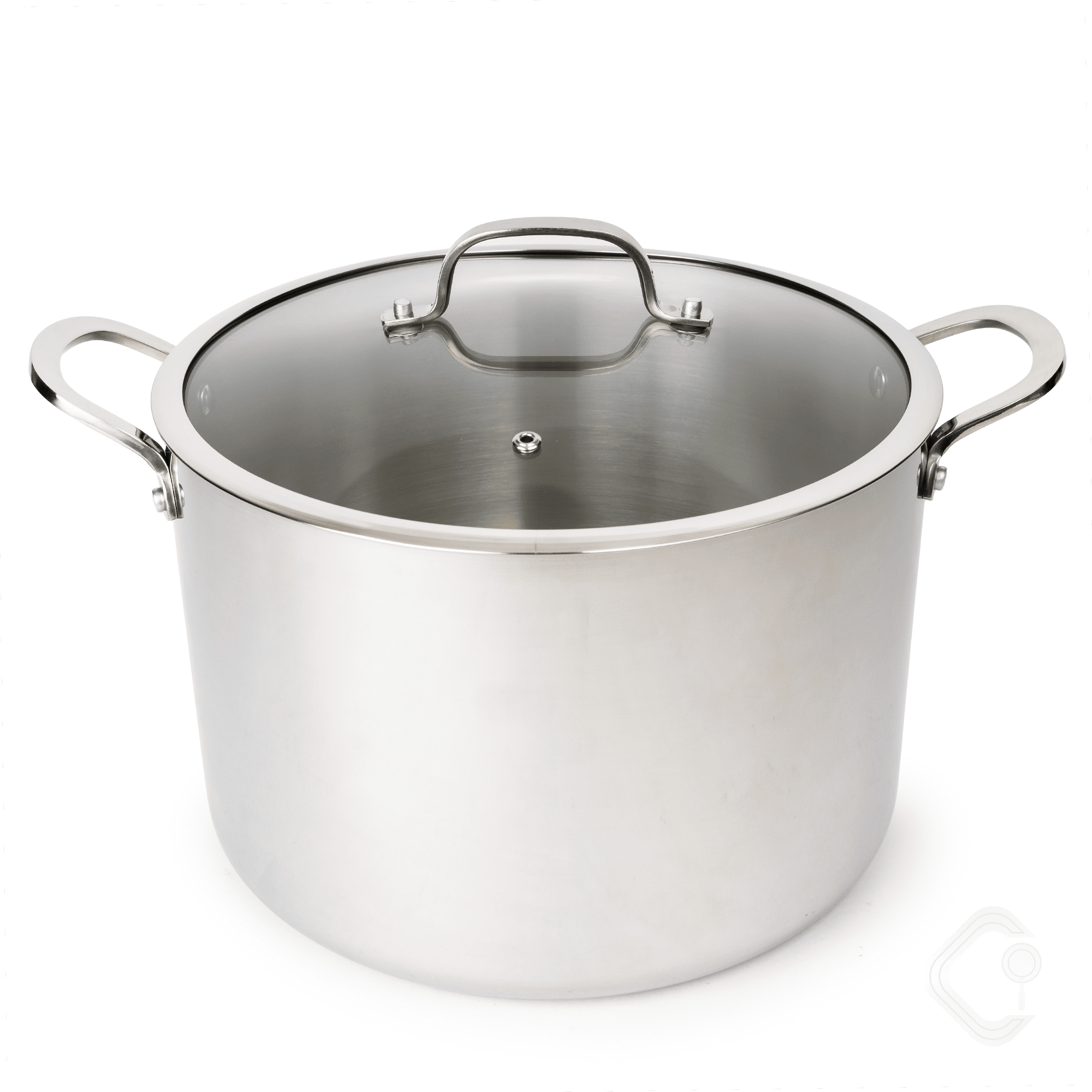CoreClad 12-Quart Induction Ready Tri-Ply Stainless Steel Stock Pot with Glass Lid