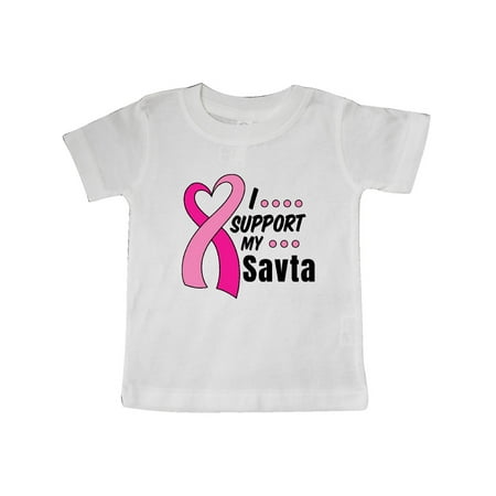 

Inktastic Breast Cancer Awareness I Support My Savta with Pink Ribbon Gift Baby Boy or Baby Girl T-Shirt