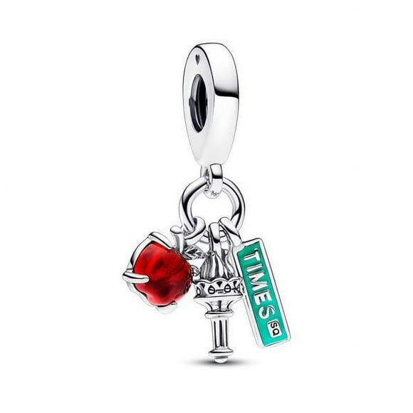 Pandora NYC Apple Torch and Street Sign Triple Dangle Charm