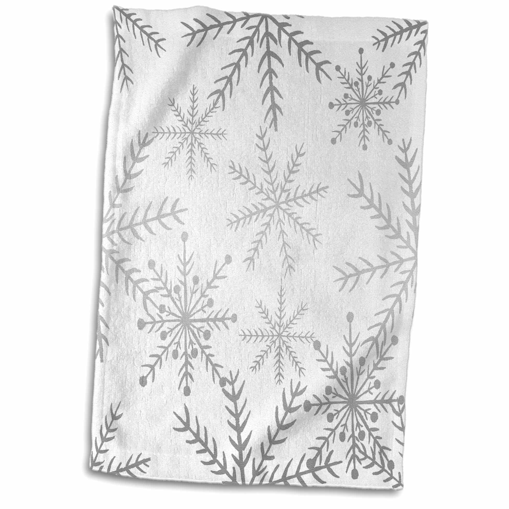 3dRose Pretty White Snowflakes Against A Red Graph Background Towel 15 x 22 