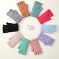 thumbnail image 6 of RUISINERY Half Finger Screentouch Gloves with Thicken Fleece Liner Soft Warm Knitted Short Gloves for Students Winter Everyday Use, 6 of 7