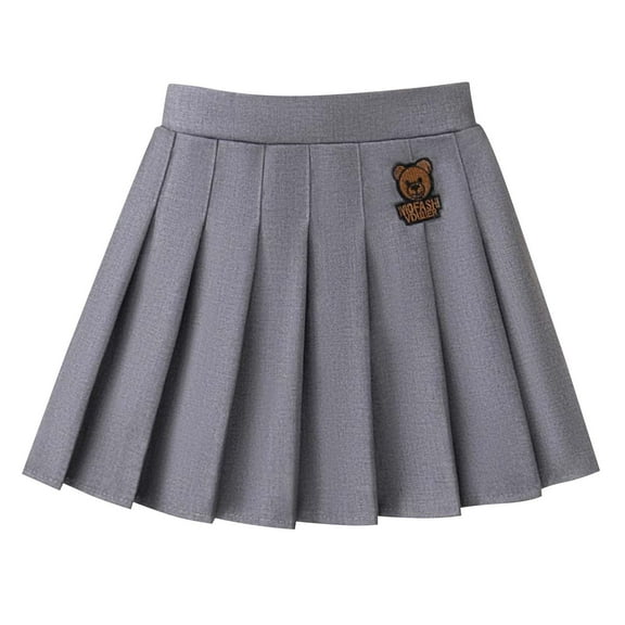 ZACPNCV Girl School Uniform Pleated Scooter Skirt with Under Shorts Pull On Elastic Waist Skirt Gray 5-6 Years