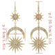 thumbnail image 4 of Pendientes vintage con forma de estrella y luna creciente con gancho de cristal Oro, 4 of 9