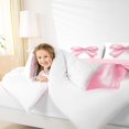 thumbnail image 4 of Manfei Chic Bow Knot Queen Comforter Set, Girls Princess Bedding Sets, Pink White Bedding Comforter Set, Microfiber Bedroom Decor, Reversible 3pcs, 4 of 6