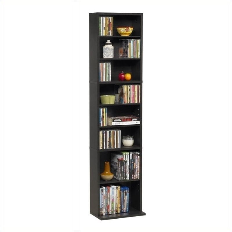 Hawthorne Collections 64" Slim Media Storage Tower in Cherry and Black 