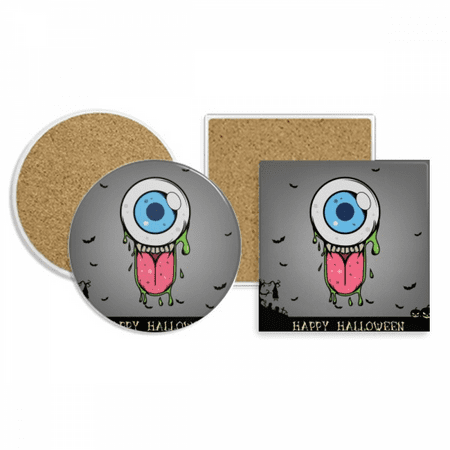 

Universe And Alien Halloween Monster Coaster Cup Mug Holder Absorbent Stone Cork Base Set
