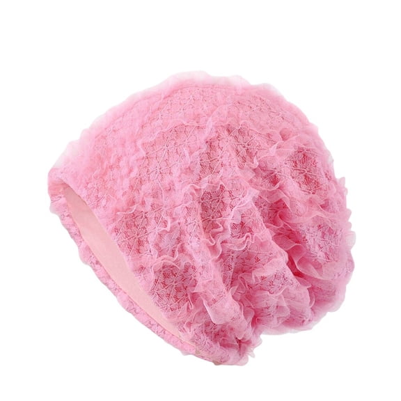 Women Lace Flower Beanie Hat Mesh Breathable Stretch Elastic Baggy Slouchy Cap
