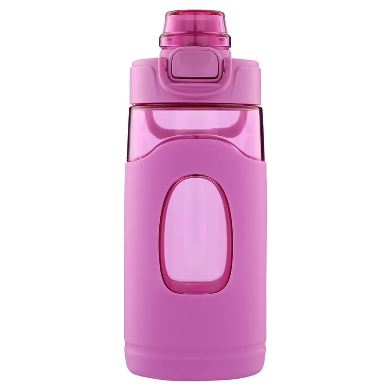 Mainstays Kids 16 oz Pink Water Bottle with Flip-Top Lid photo 1