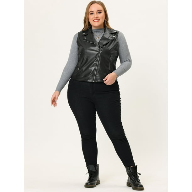 Plus size leather best sale vest