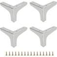 thumbnail image 1 of Patas de sofá de metal NQ 4 piezas elevadoras de muebles de bricolaje Plata 10 cm, 1 of 4
