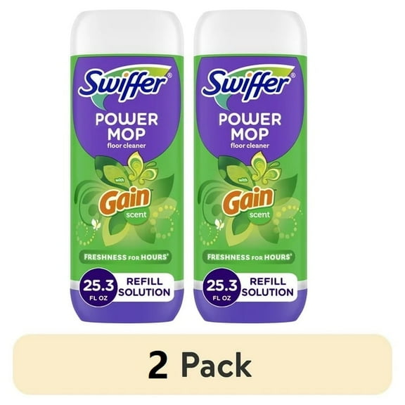 (2 pack) Swiffer PowerMop Floor Cleaning Solution with Gain Scent, 25.3 fl oz