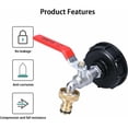 thumbnail image 3 of IBC Tank Tap 1000L, Double Brass Tap with 1/2" IBC Water Tank Adapter, 60MM (1/2) Coarse Thread., 3 of 5