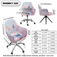 thumbnail image 7 of ZIATUBLES Butterfly Peach Flower Print Polyester Curved Back Dining Chair Covers Stretchable Swivel Vanity Desk Chairs Slipcover with Arms Soft Leisure Armchair Protector for Kitchen Living Room, 7 of 7