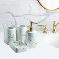 thumbnail image 3 of Kit de Accesorios de Baño CERÁMICA Dispensador de Jabón Líquido Aspecto Mármol Vaso, Blanco 4 piezas, 3 of 8