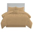 thumbnail image 4 of 5 Piece New Half Pinch Pleated Pattern Comforter Set, 800 TC, 100% Egyptian Cotton, Full/Queen Size Taupe Solid, 4 of 6