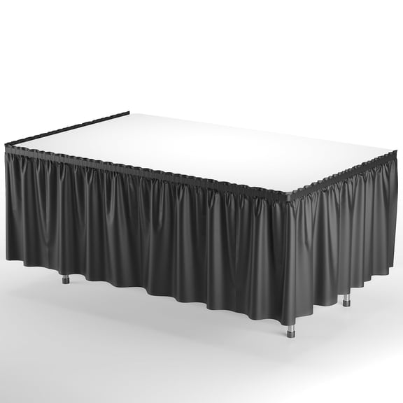 White Table Skirt 6 Pack - Disposable Plastic Table Skirts for Rectangle Tables 6ft 8ft & Round Tables - 29in x 14ft Self-Adhesive Strip
