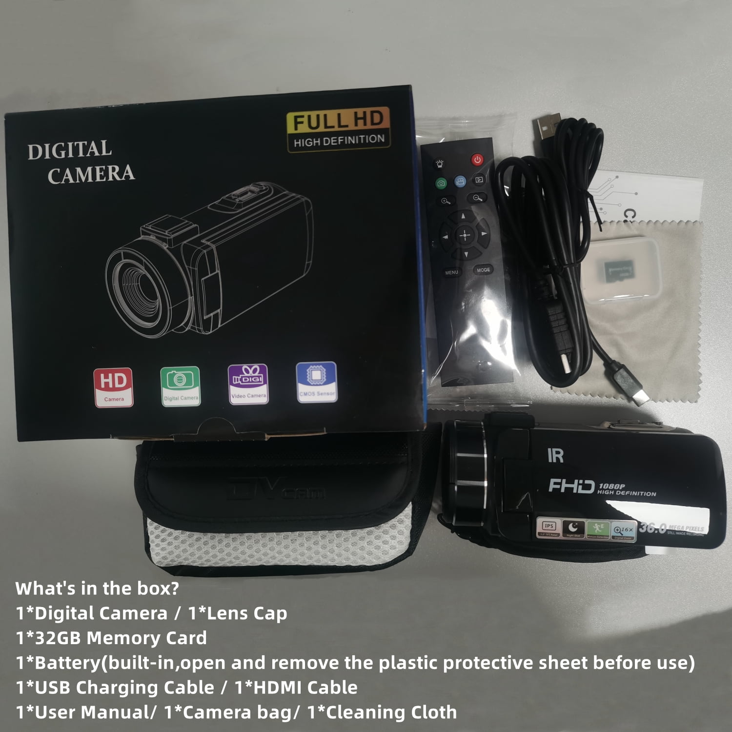 1080P 36MP IR Night Vision Video Camera Camcorder Full HD 36MP Vlogging Camera Recorder 16X Digital Zoom Camcorder With Remote Control