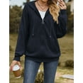 thumbnail image 4 of Sweatshirt for Women Color Block Pocket Zip-up Hoodies Jacket for Women with Adjustable Drawstring Alsol Lamesa, 4 of 6
