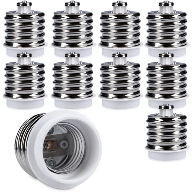 10x Socket Adapter - 10x E40 to E27 Socket Converter - E27 Base Lamp Holder Adapter for LED Halogen Bulb