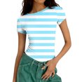thumbnail image 1 of Xuyuer Print Fitted Pencil Top - Women's Casual Unstructured Round Neck Short Sleeve Shirt Matching Set for Office Chic Ensembles, Dinner Date Nights & Modern Separates Wardrobe Styling, 1 of 5