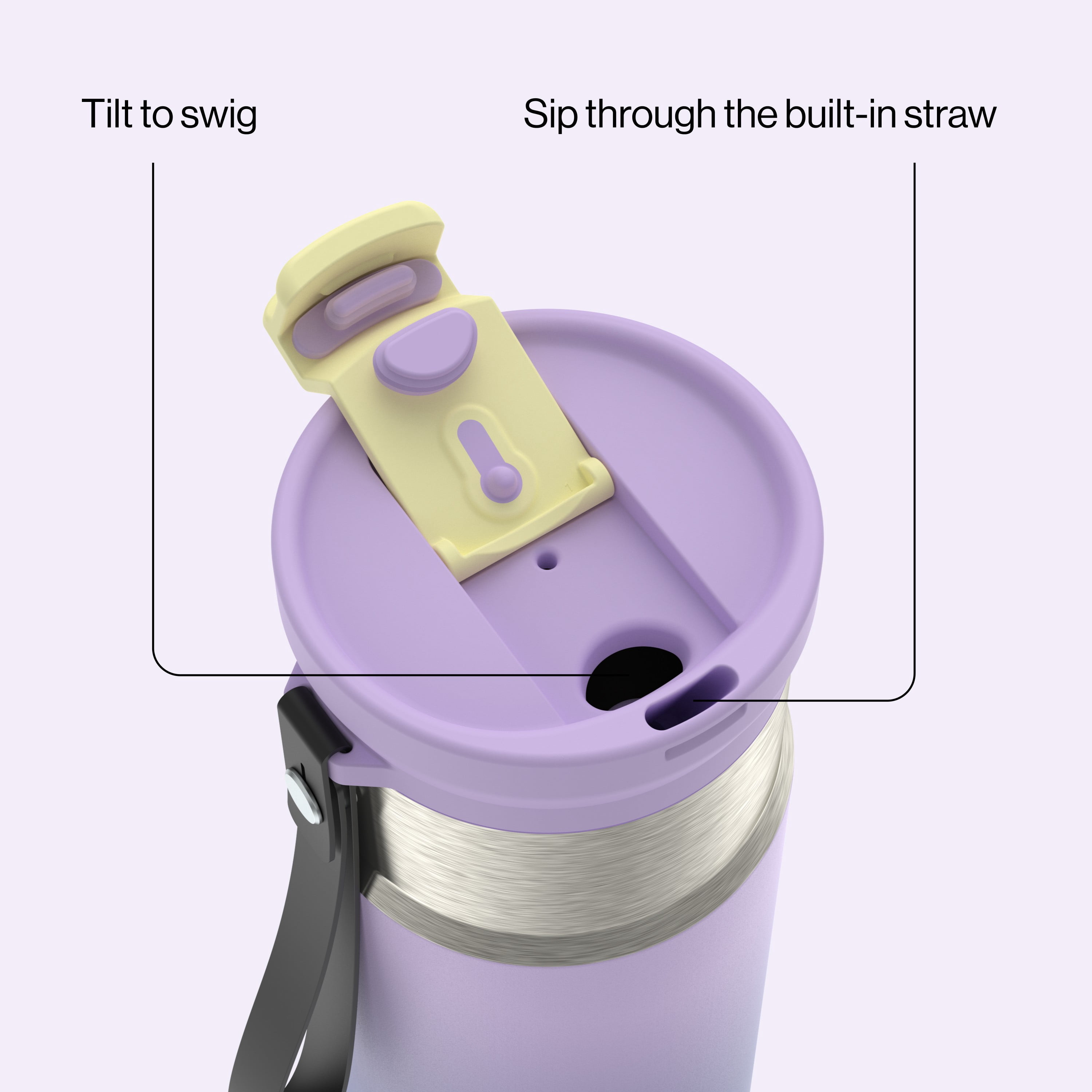 Contigo DualSip Insulated Stainless Steel Water Bottle with 2-Way Lid, 16 oz (473 ml) – 100% Leak-Proof, Compact, BPA-Free, Lead-Free, Dishwasher Safe