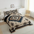 thumbnail image 2 of jejeloiu Ancient Western Tribal Queen Comforter Set,Retro Aztec Geometric Bedding Sets,Brown Blue Bedding Comforter Set For Adult,Microfiber Bedroom Decor Reversible,3pcs, 2 of 7