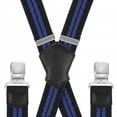 thumbnail image 3 of FEDPOP Men's Heavy Duty X-Back Suspenders with Metal Clips Black & Blue Strips, 3 of 5