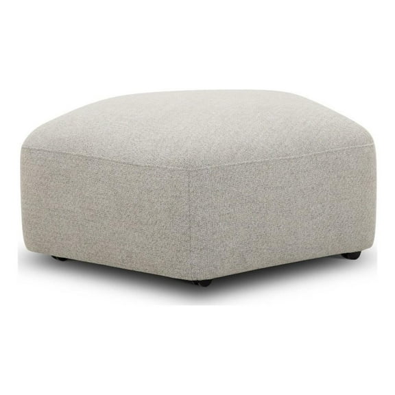 Pemberly Row Transitional Fabric Ottoman with Casters in Beige