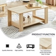 thumbnail image 5 of 2-Tier Coffee Table with Open Shelf, Wooden Texture Center Table with Rounded Edge, Rectangular Side Table for Small Space, Living Room, Apartment, Natural Wood, 5 of 9
