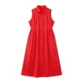 thumbnail image 4 of SONXAHE Sleeveless Collared Shirt Dress for Women Button Down Pocketed Maxi Casual Office Sundress, 4 of 4