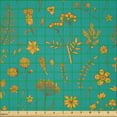 thumbnail image 2 of Ambesonne Floral Fabric by the Yard Microfiber, Teal and Orange Art Pattern, 2 Yards, Pale Orange Dark Seafoam, 2 of 2