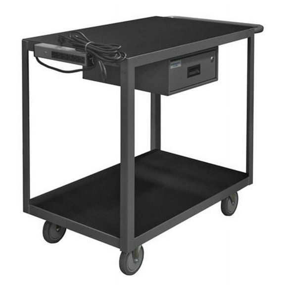14 Gauge Steel Instrument Cart with Drawer & Electrical Strip 2 Shelves Polyurethane Caster