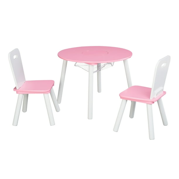 Senda Kids' Pink Round Storage Table and Chair Set, 3 ...