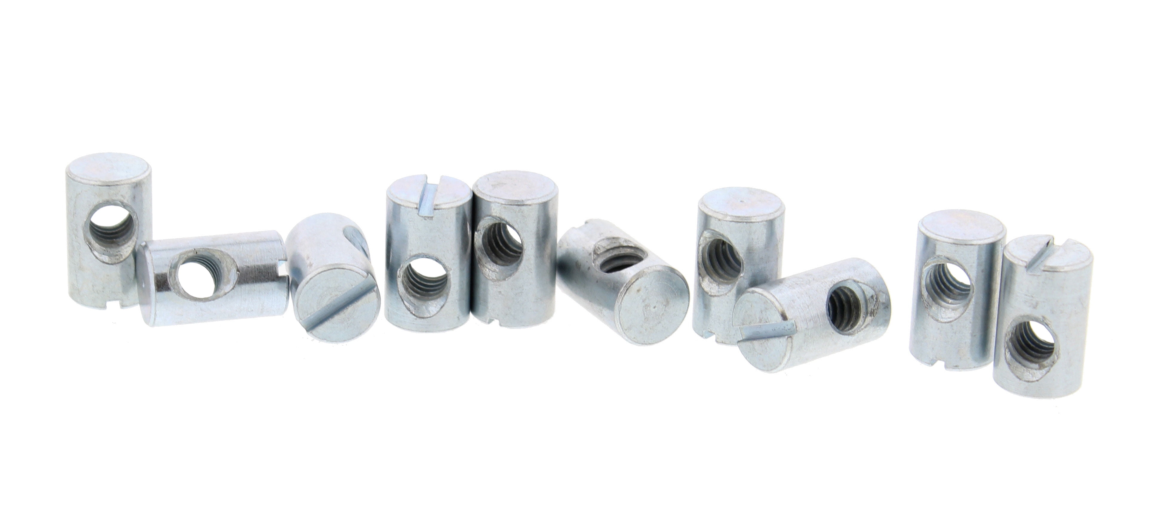Cross Dowel Nuts 1/420 16mm x 10mm Off Center Slotted Steel 10 Pack