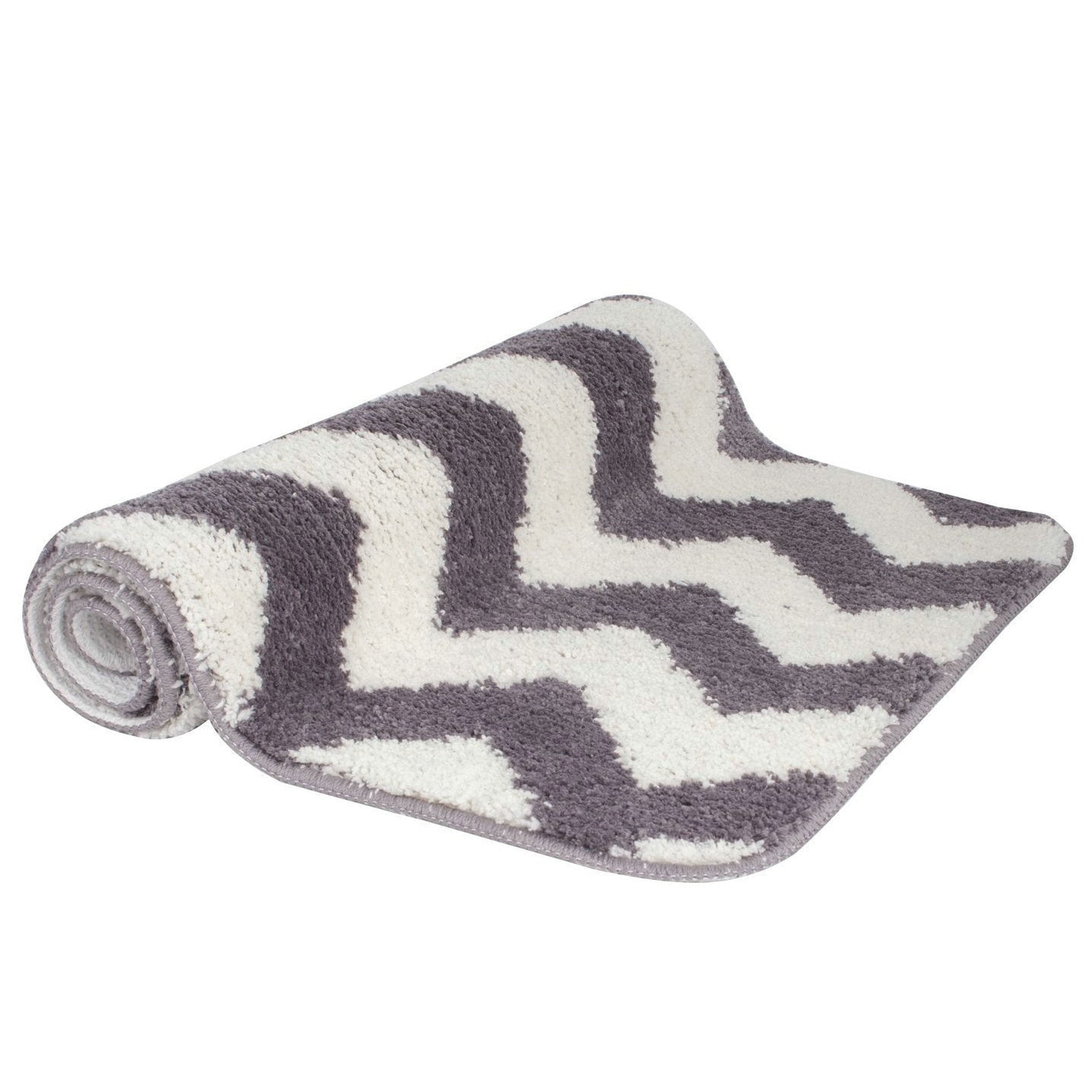 VDOMUS Non Slip Bath Mat Microfiber Bathroom Rugs (Grey/White