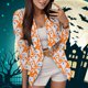 thumbnail image 2 of Chaqueta Elegante Tops adelgazantes versátiles exquisitos a la moda con estampado divertido de Halloween para mujer,blazer moda（Anaranjado， M), 2 of 5