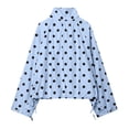thumbnail image 3 of Sewkxo Colorful world Womens Polka Dot Jacket Drawstring Hem Button Front Cropped Lightweight Jacket Relaxed fit Coat with Pockets,Sky Blue M, 3 of 6