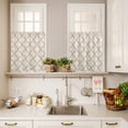 thumbnail image 3 of 3 Piece Kitchen Curtains and Valances Set Beige Moroccan Cafe Curtains 36 Inch Length Morocco Geometric Quatrefoil Lattice Valance & Tier Curtain for Living Room Bedroom Window 54"x18"+27"x36"*2, 3 of 6