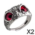 thumbnail image 1 of 2x Anillos de Búho de Ojo de Demonio / Anillos de Animales / Fresco / Elegante / Ajustable / Personalizado / Anillo de Declaración Retro Anillo de 2 piezas, 1 of 7
